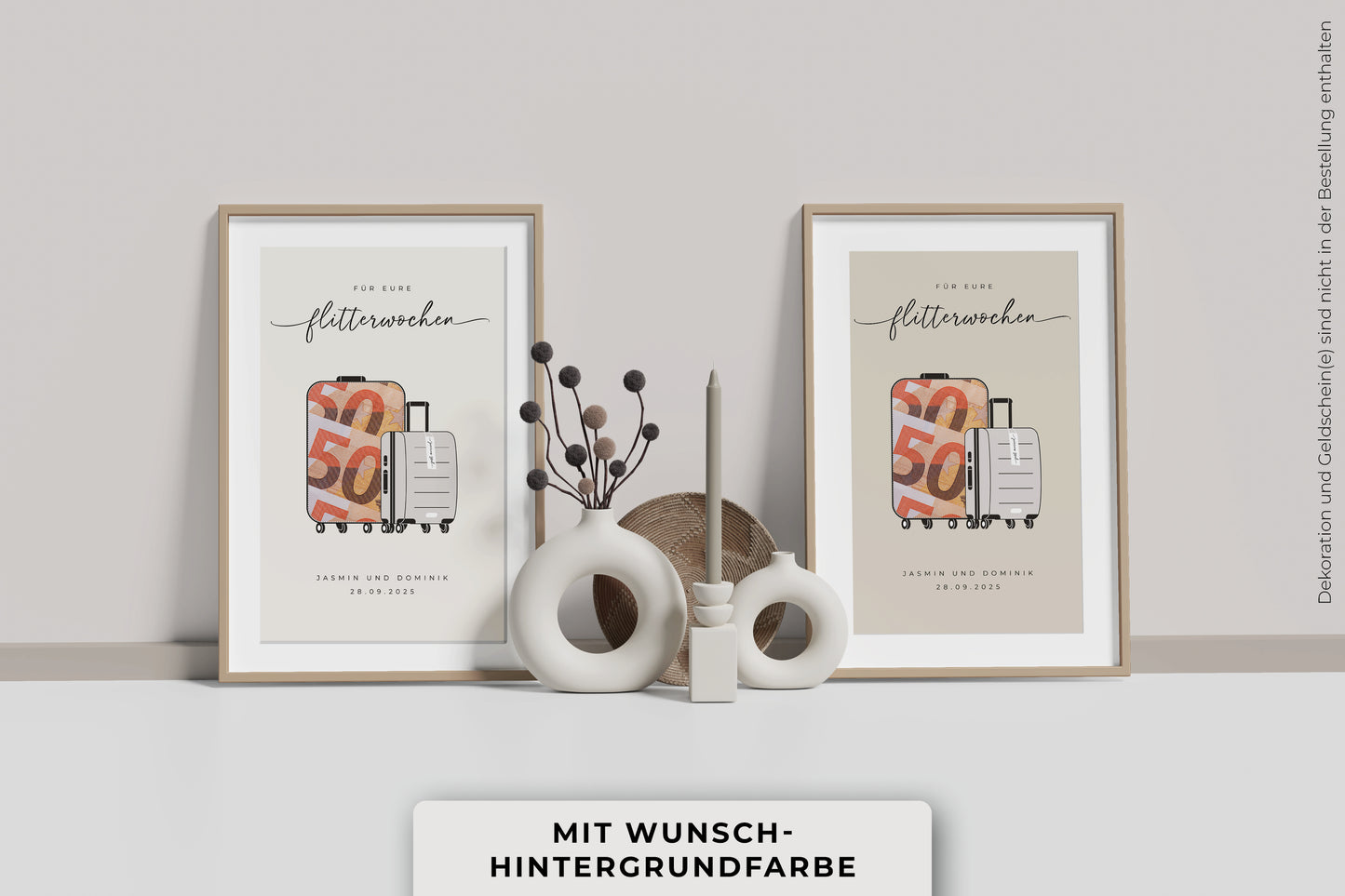 Geldgeschenk "TRAVEL" personalisiertes Poster