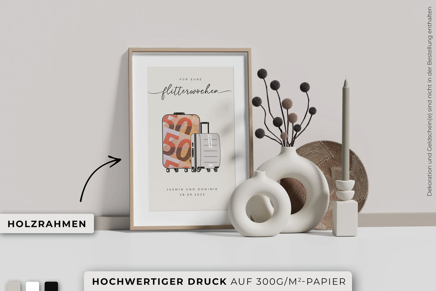 Geldgeschenk "TRAVEL" personalisiertes Poster