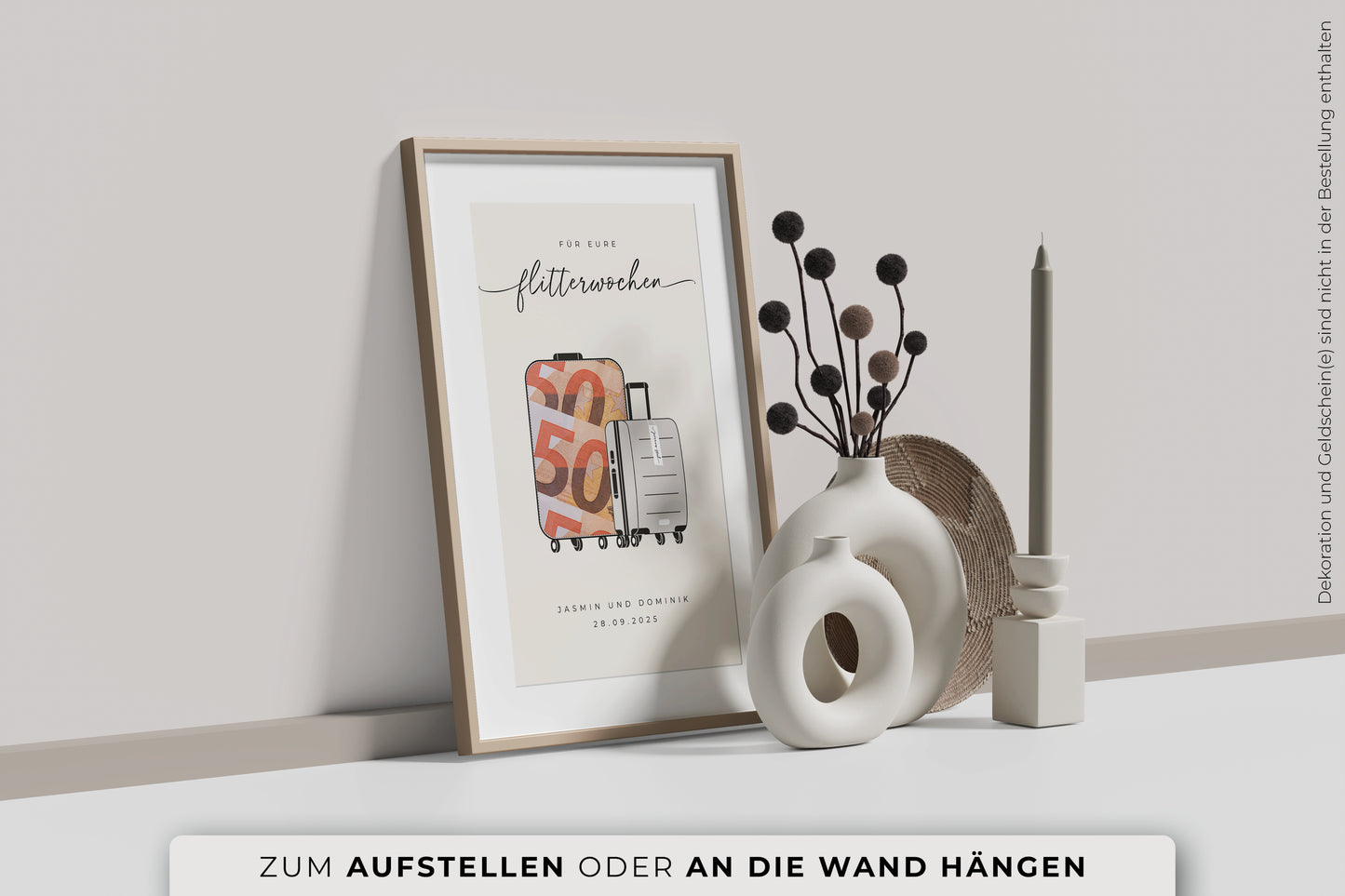 Geldgeschenk "TRAVEL" personalisiertes Poster