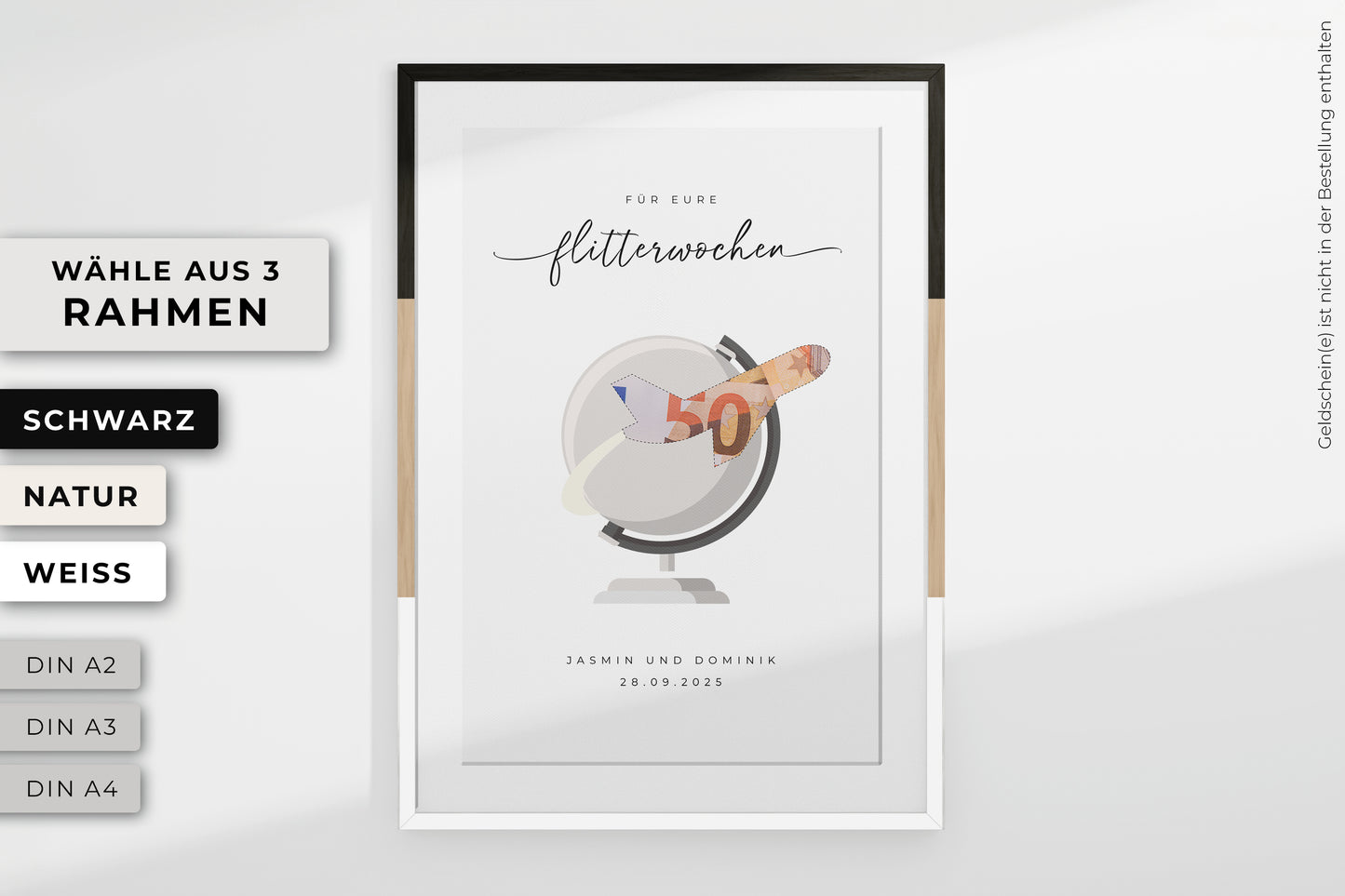 Geldgeschenk "FLY" personalisiertes Poster