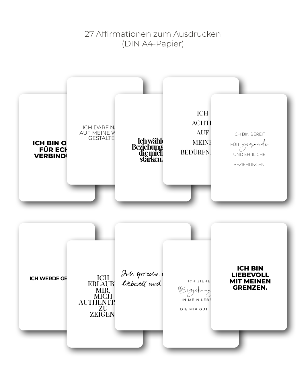 "Beziehungen" Affirmations-Kartenset zum Ausdrucken