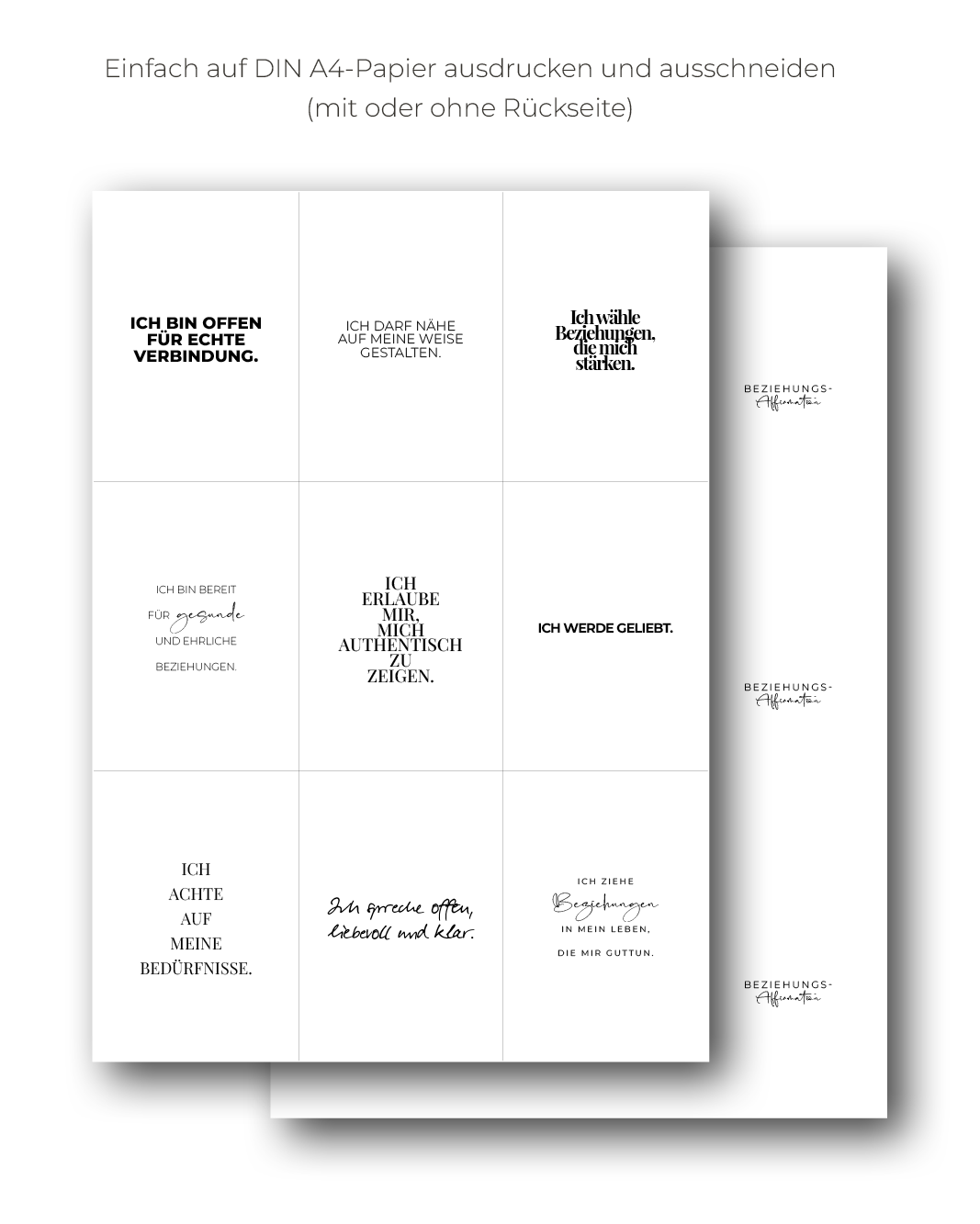 "Beziehungen" Affirmations-Kartenset zum Ausdrucken