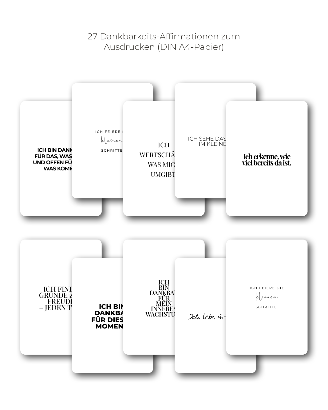 "Dankbarkeit" Affirmations-Kartenset zum Ausdrucken