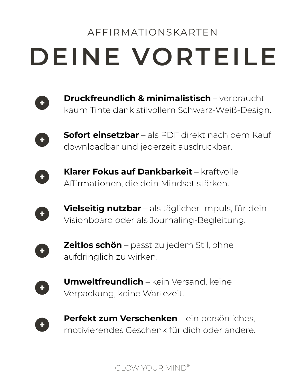 "Dankbarkeit" Affirmations-Kartenset zum Ausdrucken