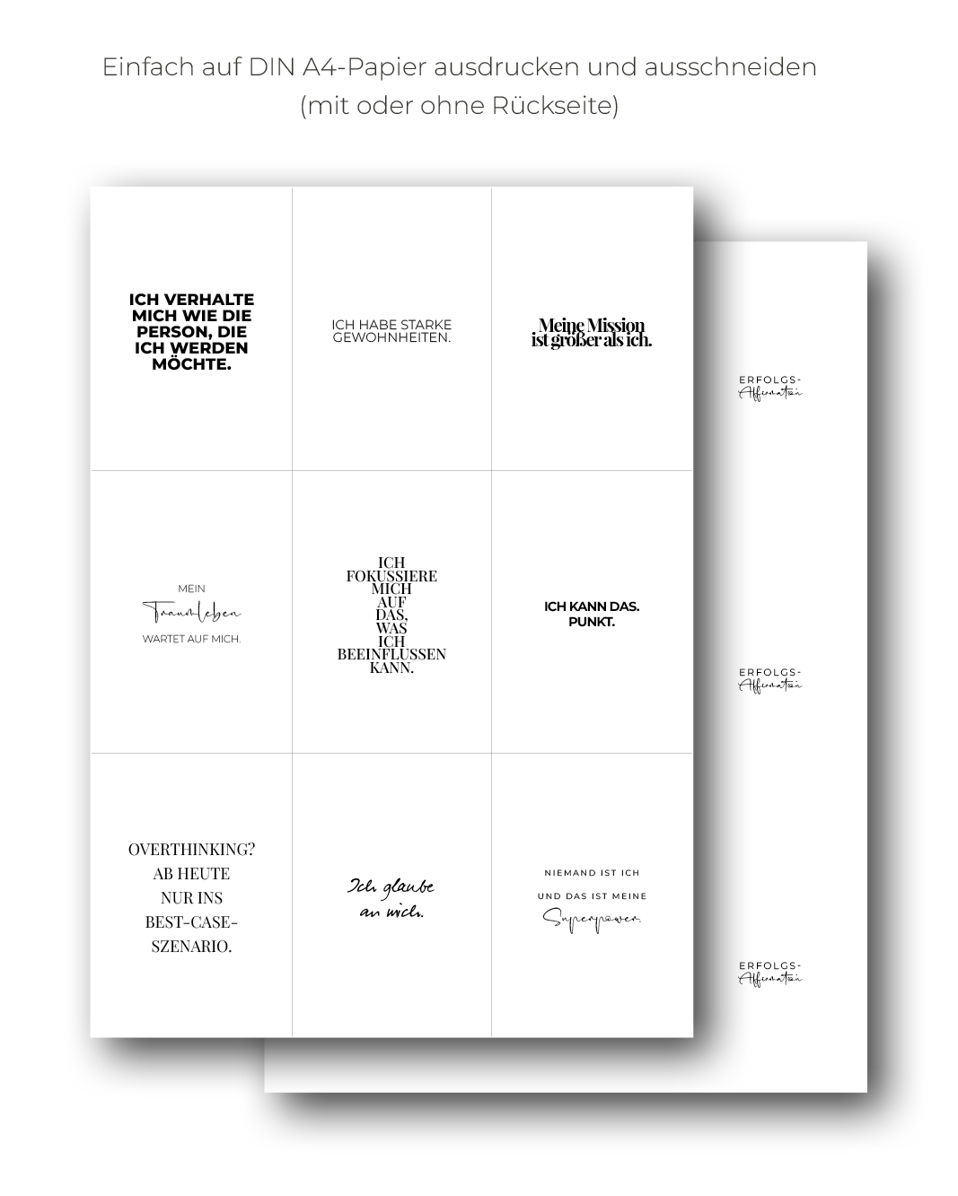 "Erfolg" Affirmations-Kartenset zum Ausdrucken