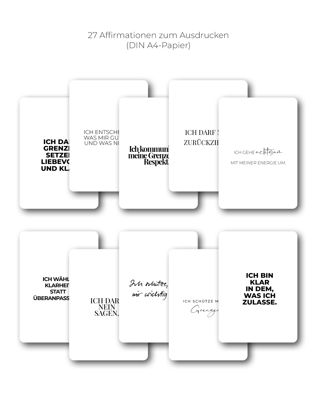 "Grenzen" Affirmations-Kartenset zum Ausdrucken