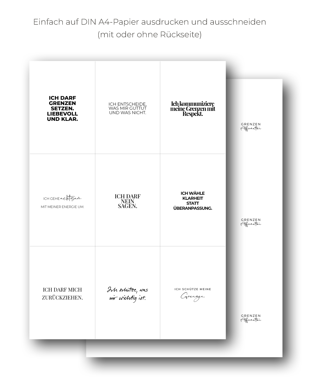 "Grenzen" Affirmations-Kartenset zum Ausdrucken