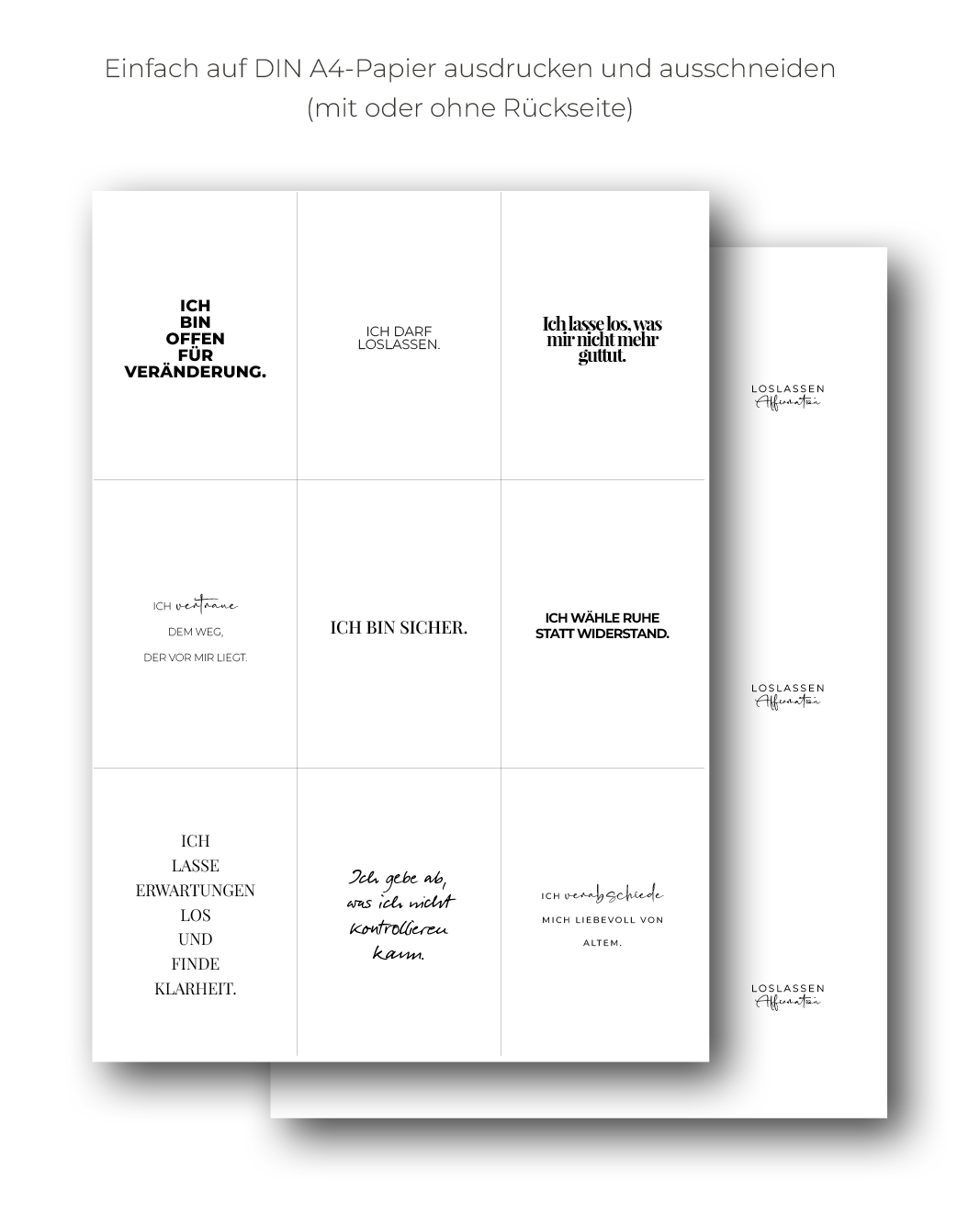 "Loslassen" Affirmations-Kartenset zum Ausdrucken
