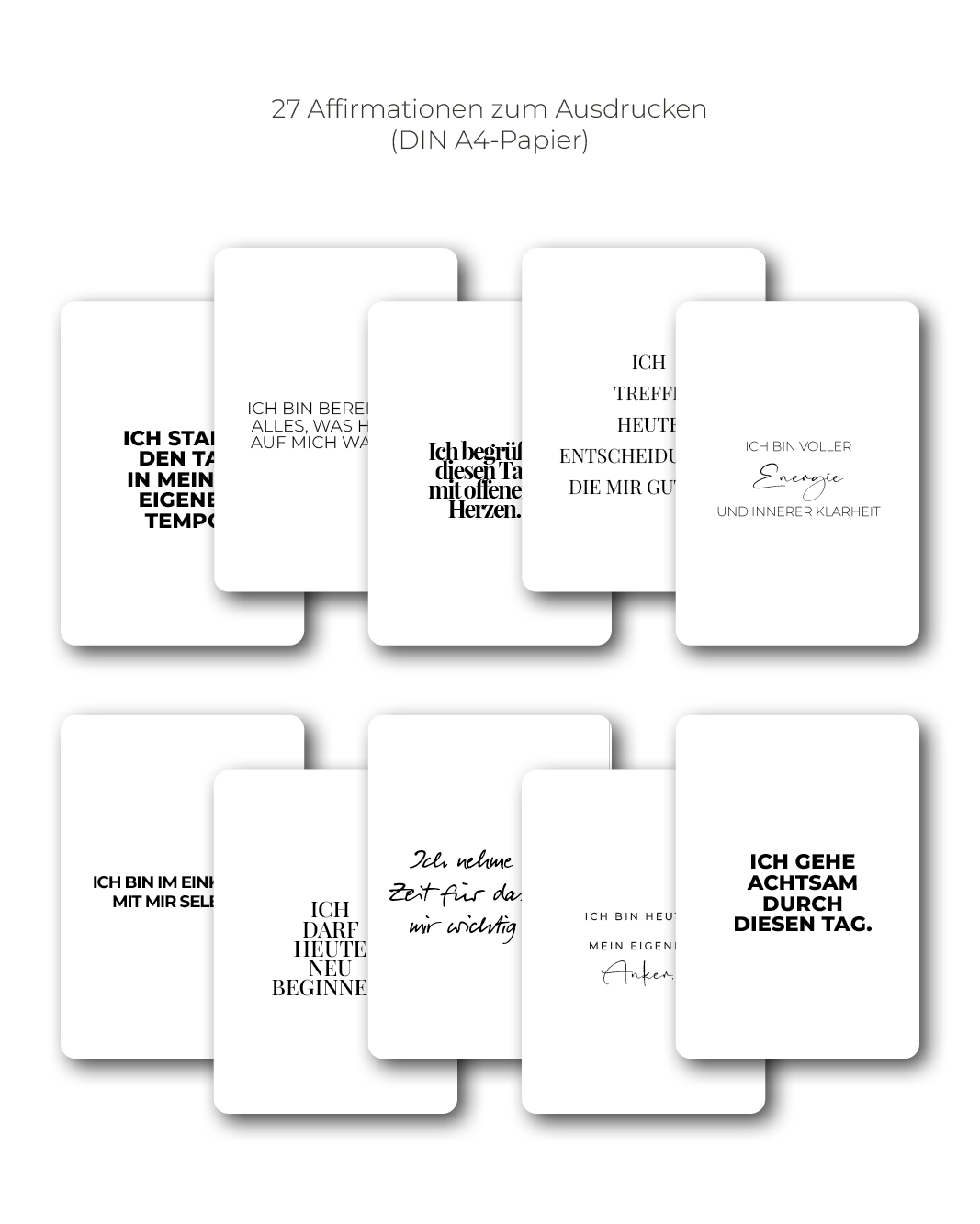 "Morgenroutine" Affirmations-Kartenset zum Ausdrucken