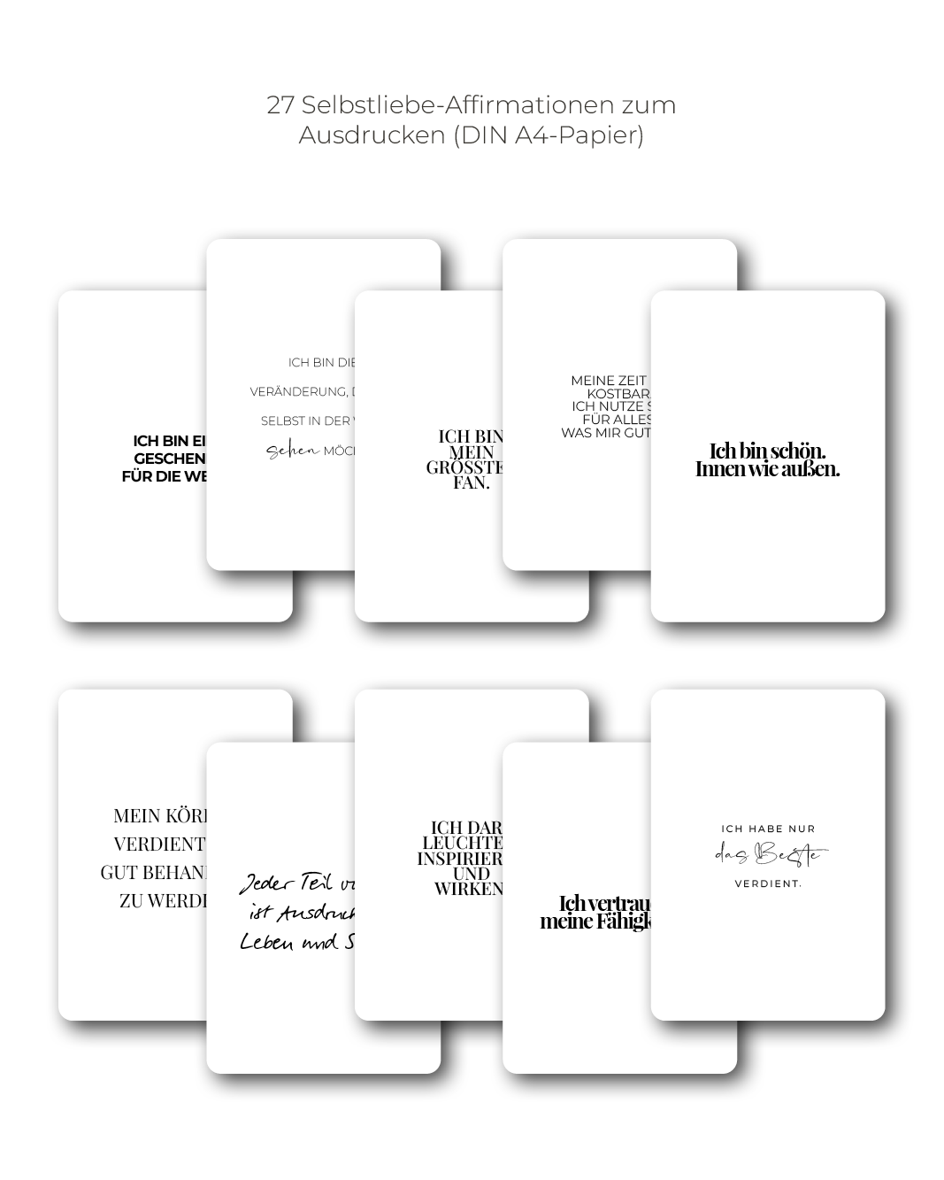 "Selbstliebe" Affirmations-Kartenset zum Ausdrucken