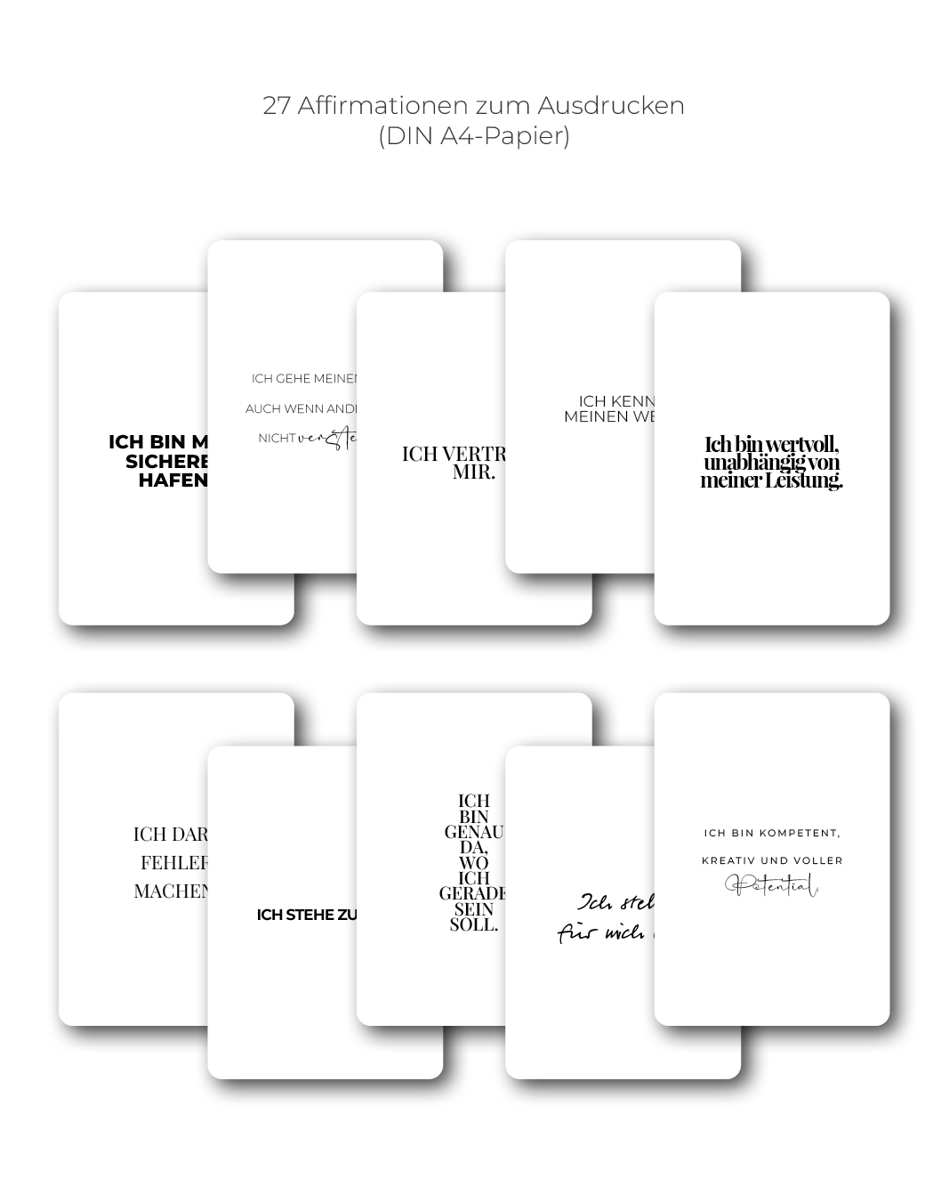 "Selbstvertrauen" Affirmations-Kartenset zum Ausdrucken