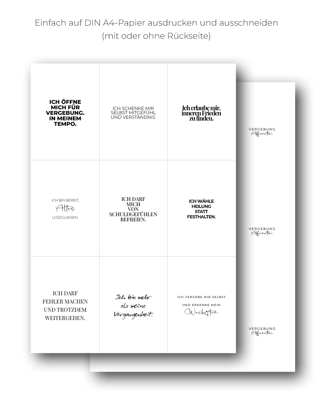 "Vergebung" Affirmations-Kartenset zum Ausdrucken