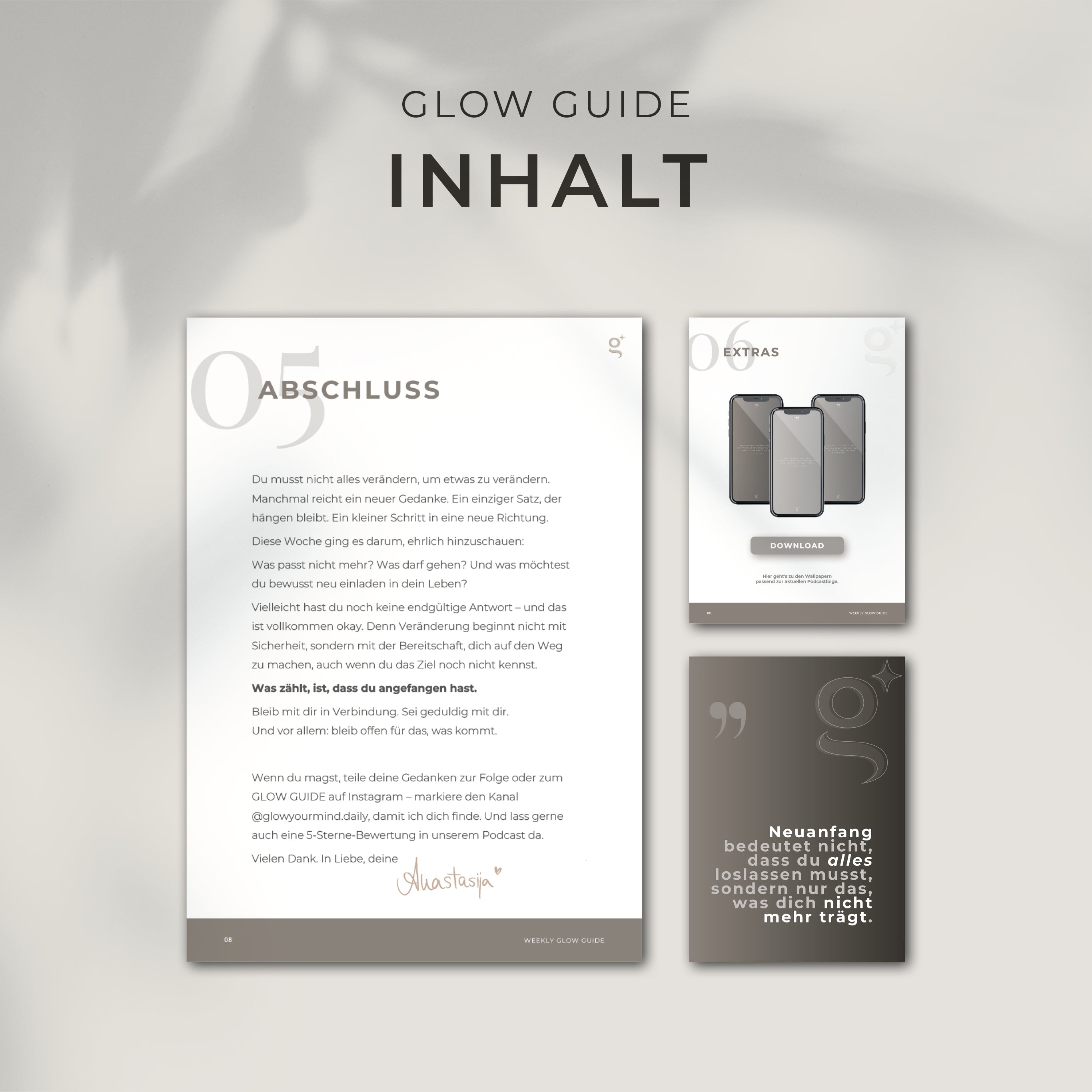 "GLOW GUIDE" – wöchentliches E-Magazin zum Podcast