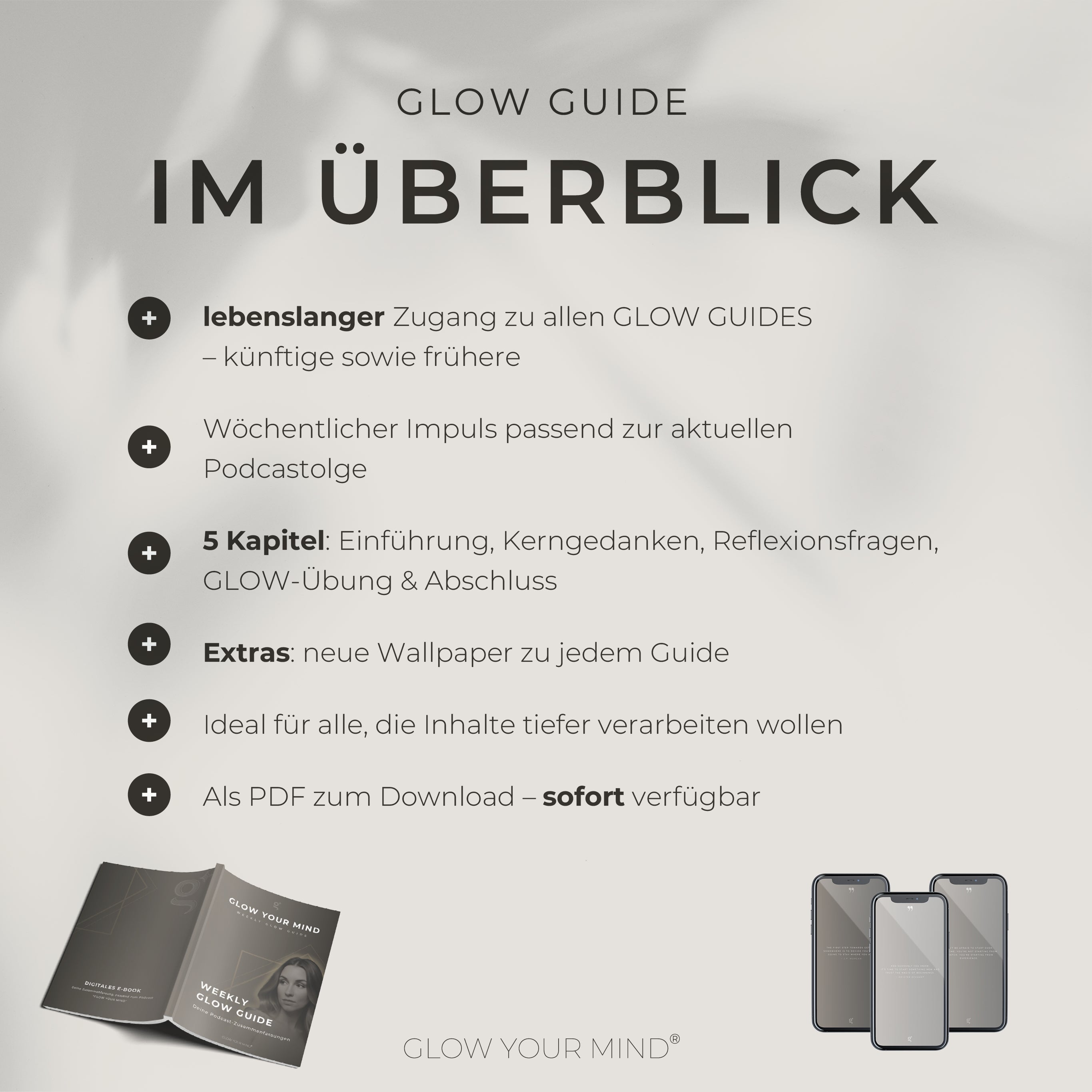 "GLOW GUIDE" – wöchentliches E-Magazin zum Podcast