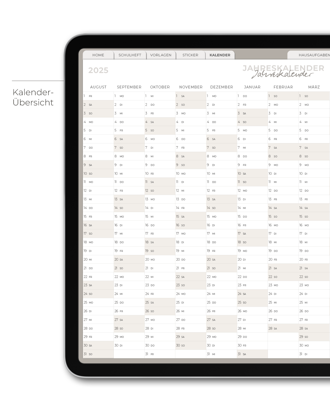 Digitaler Schülerkalender 2025/2026