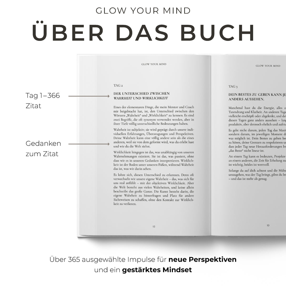 "GLOW YOUR MIND – 365 inspirierende Impulse für jeden Tag" Hardcover