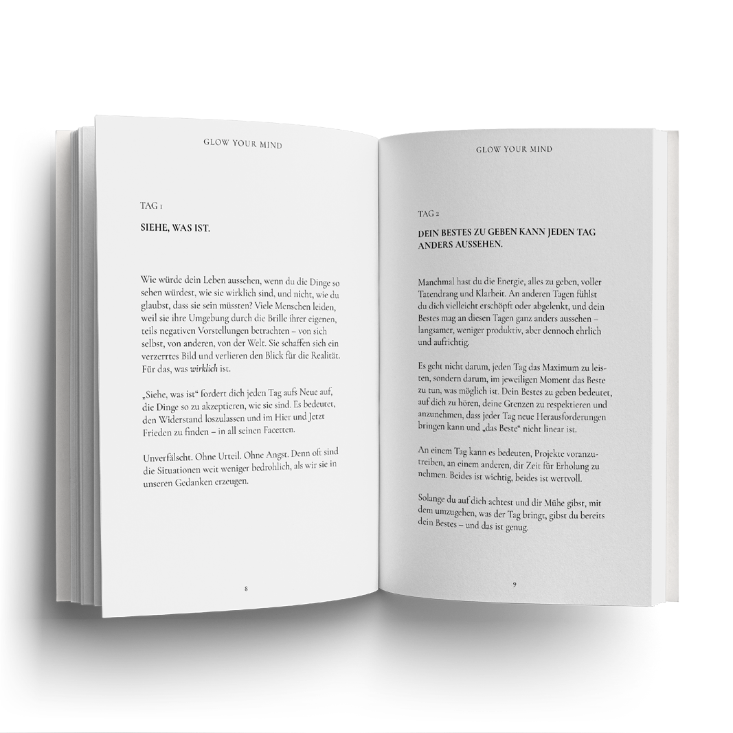 "GLOW YOUR MIND – 365 inspirierende Impulse für jeden Tag" Hardcover-Buch