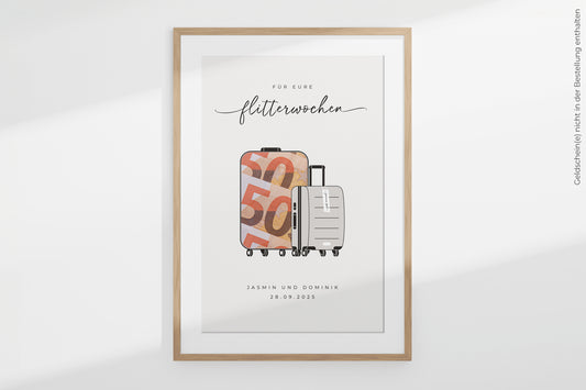 Geldgeschenk "TRAVEL" personalisiertes Poster