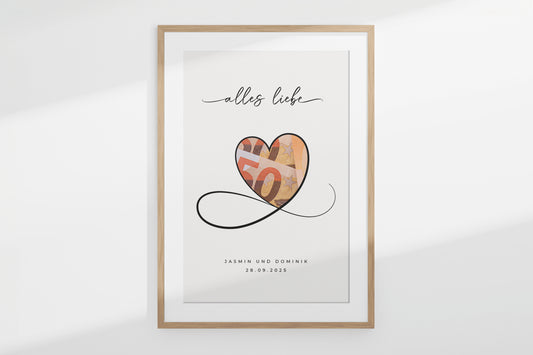 Geldgeschenk "HEART" personalisiertes Poster