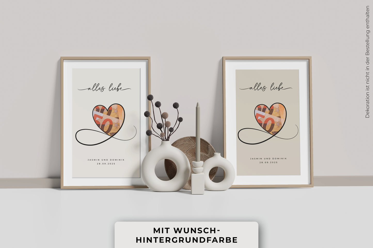 Geldgeschenk "HEART" personalisiertes Poster
