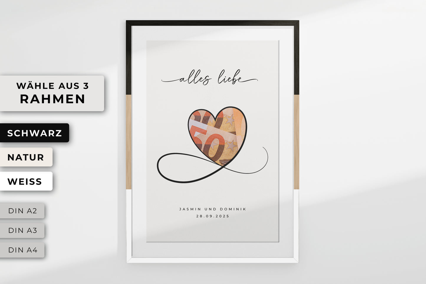 Geldgeschenk "HEART" personalisiertes Poster