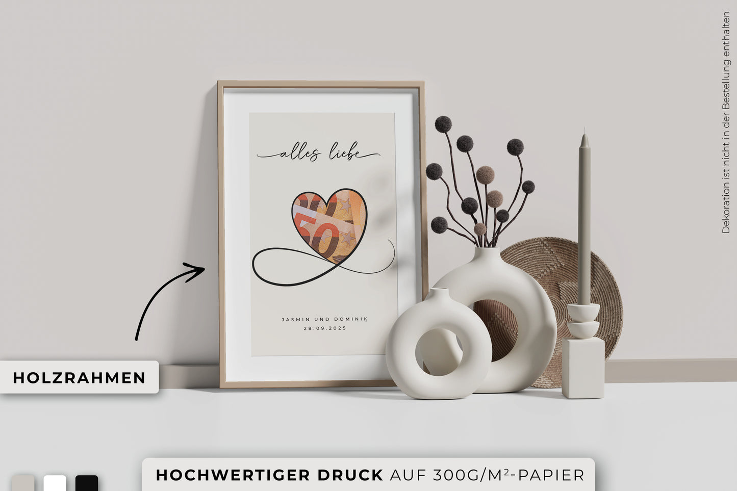 Geldgeschenk "HEART" personalisiertes Poster