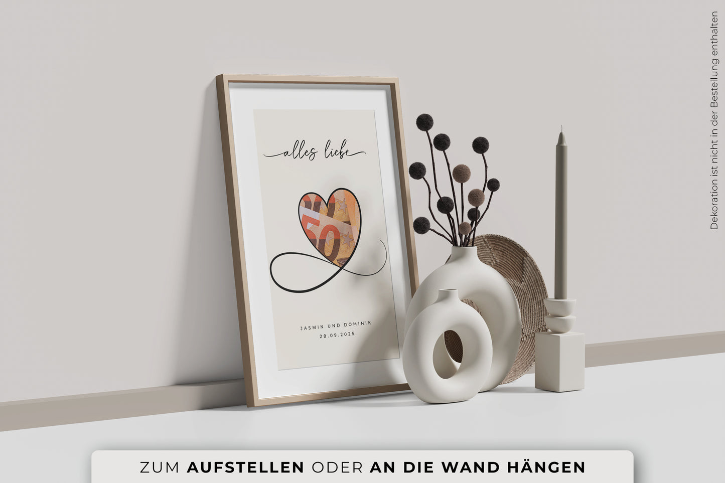 Geldgeschenk "HEART" personalisiertes Poster
