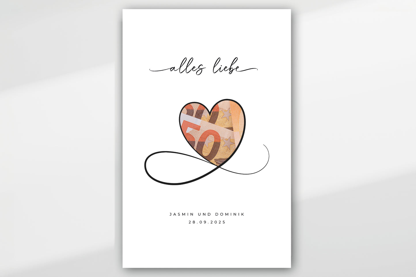 Geldgeschenk "HEART" personalisiertes Poster