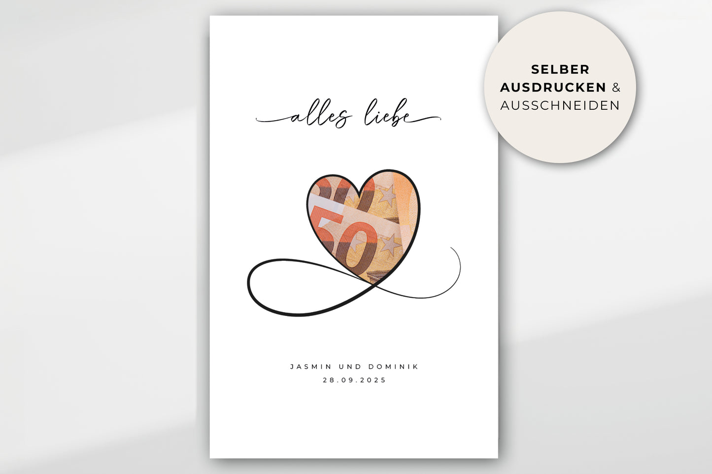 Geldgeschenk "HEART" personalisiertes Poster