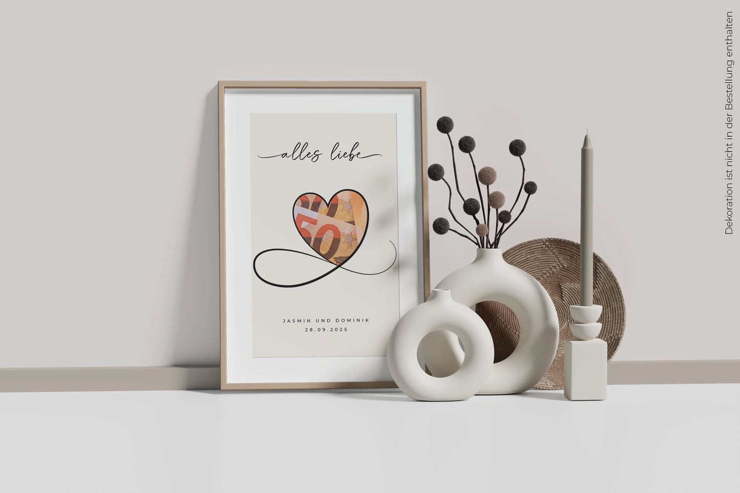 Geldgeschenk "HEART" personalisiertes Poster