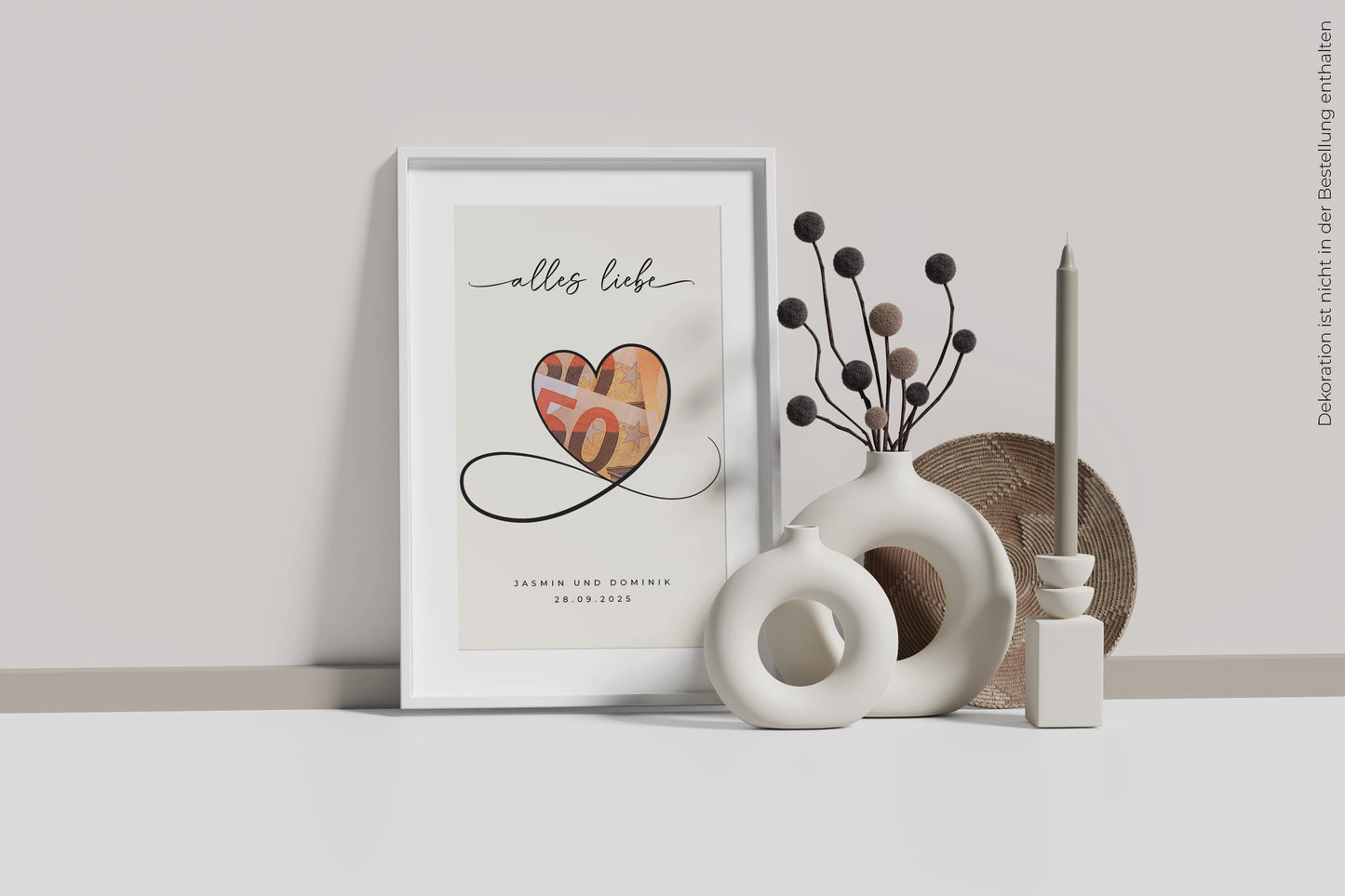 Geldgeschenk "HEART" personalisiertes Poster