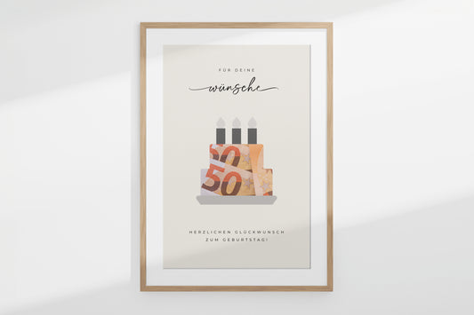 Geldgeschenk "BDAY" personalisiertes Poster