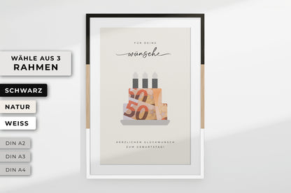 Geldgeschenk "BDAY" personalisiertes Poster