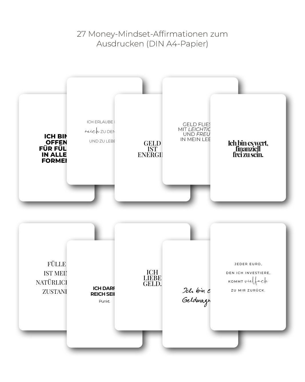 "Money Mindset" Affirmations-Kartenset zum Ausdrucken