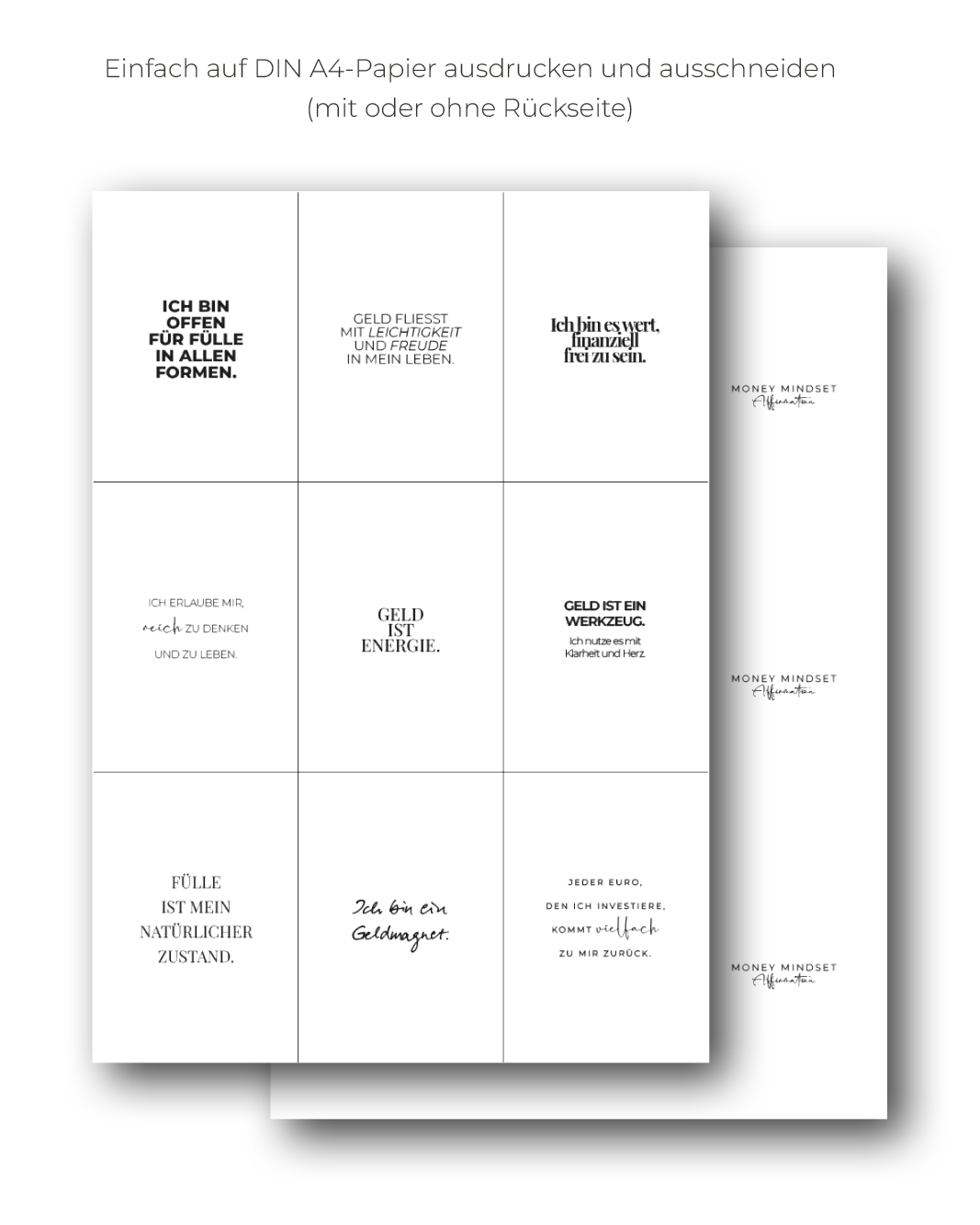 "Money Mindset" Affirmations-Kartenset zum Ausdrucken