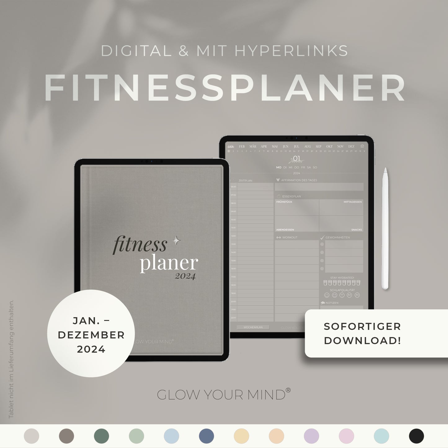 Digitaler Fitnessplaner 2024 | für Tablets