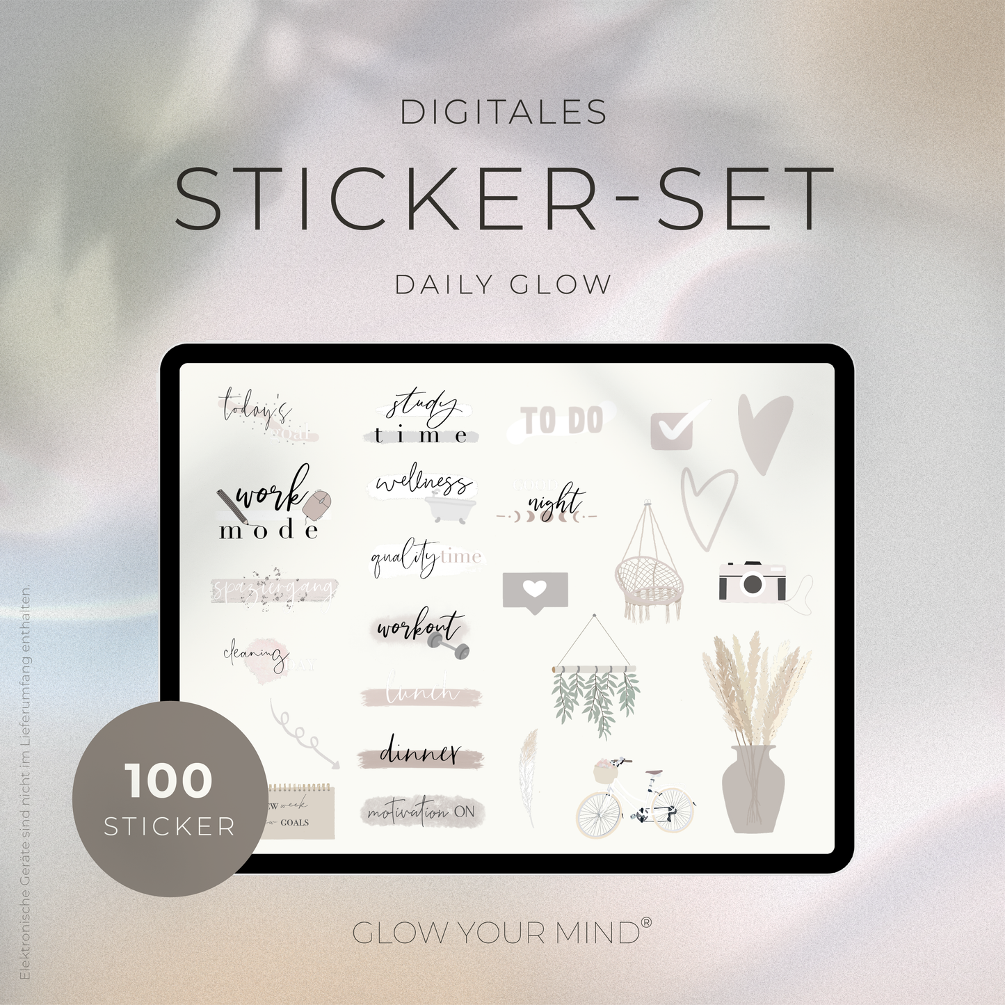 Digitales Sticker-Set [ DAILY GLOW ] inkl. GoodNotes Stickerbuch