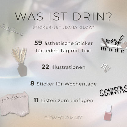 Digitales Sticker-Set [ DAILY GLOW ] inkl. GoodNotes Stickerbuch