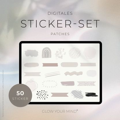 Digitales Sticker-Set [ CREAM PATCHES ] inkl. GoodNotes Stickerbuch