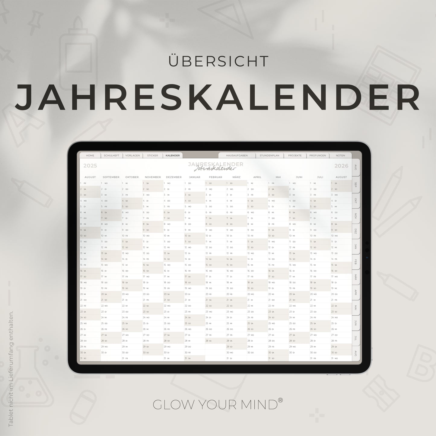 Digitaler Schülerkalender | Schulplaner 2025/2026 für Tablets
