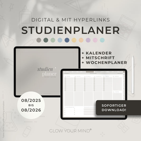 Digitaler Studienkalender 2025/26 für Tablets