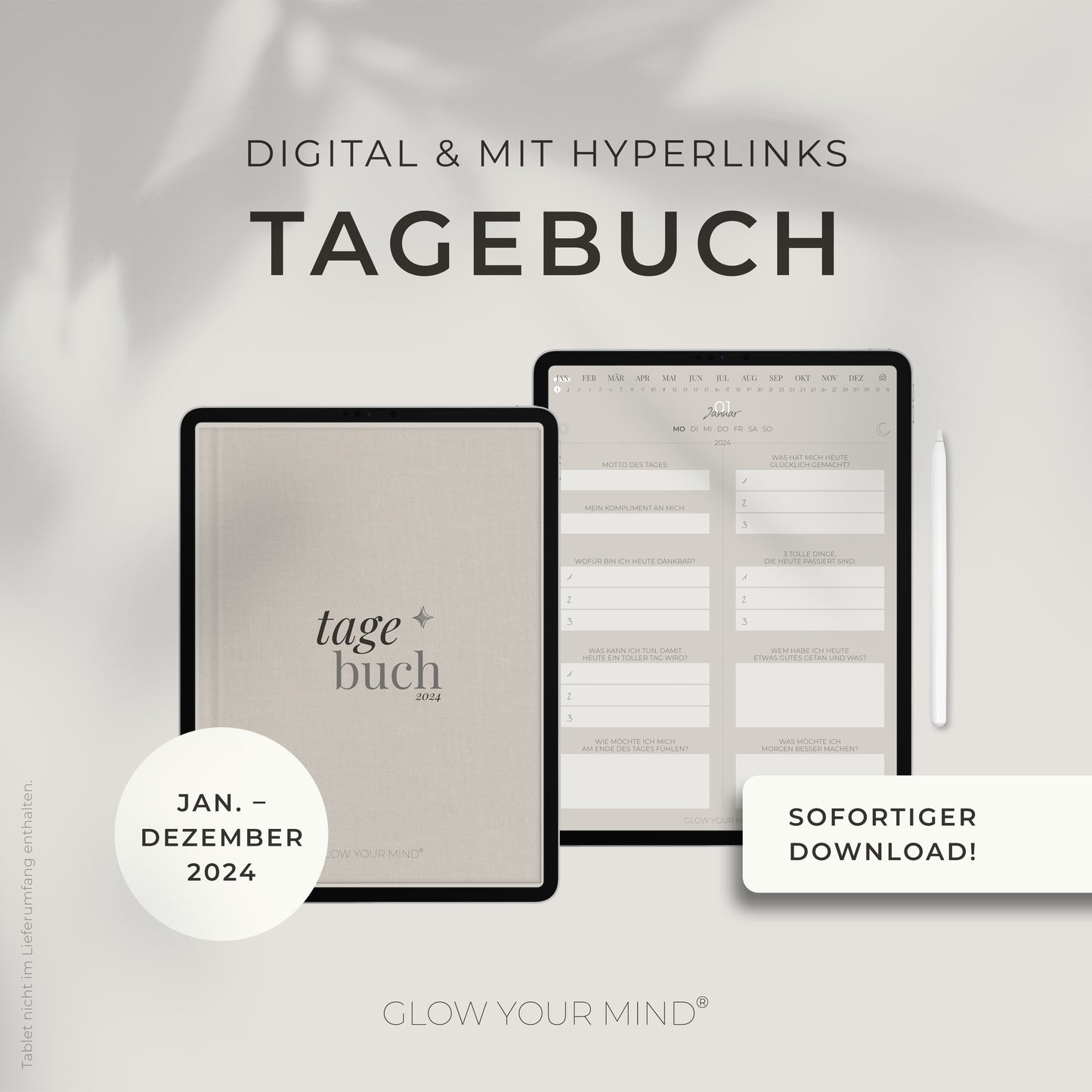 Digitales Tagebuch 2024 | Dankbarkeitsbuch | für Tablets