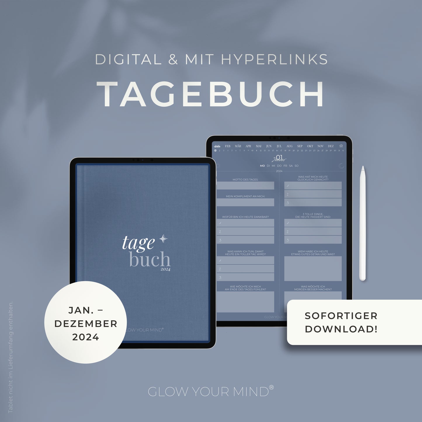 Digitales Tagebuch 2024 | Dankbarkeitsbuch | für Tablets