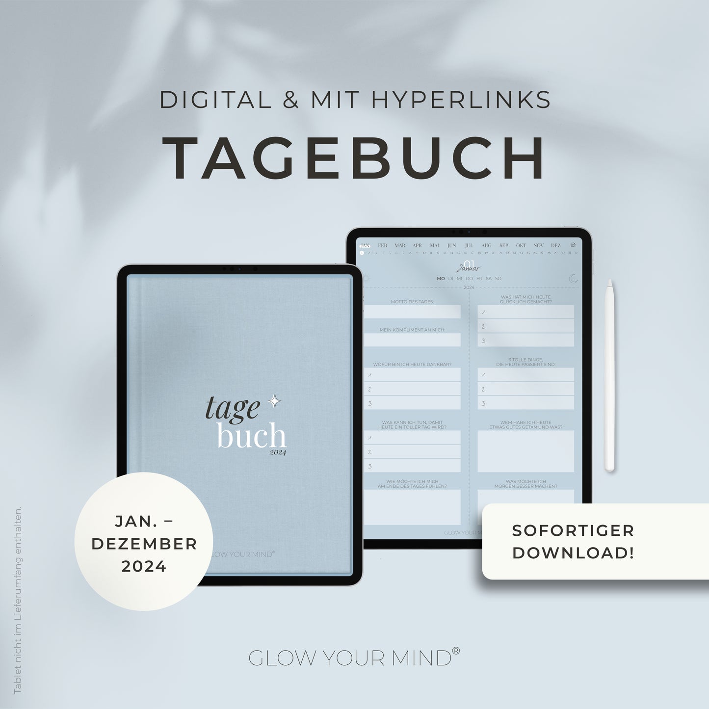 Digitales Tagebuch 2024 | Dankbarkeitsbuch | für Tablets