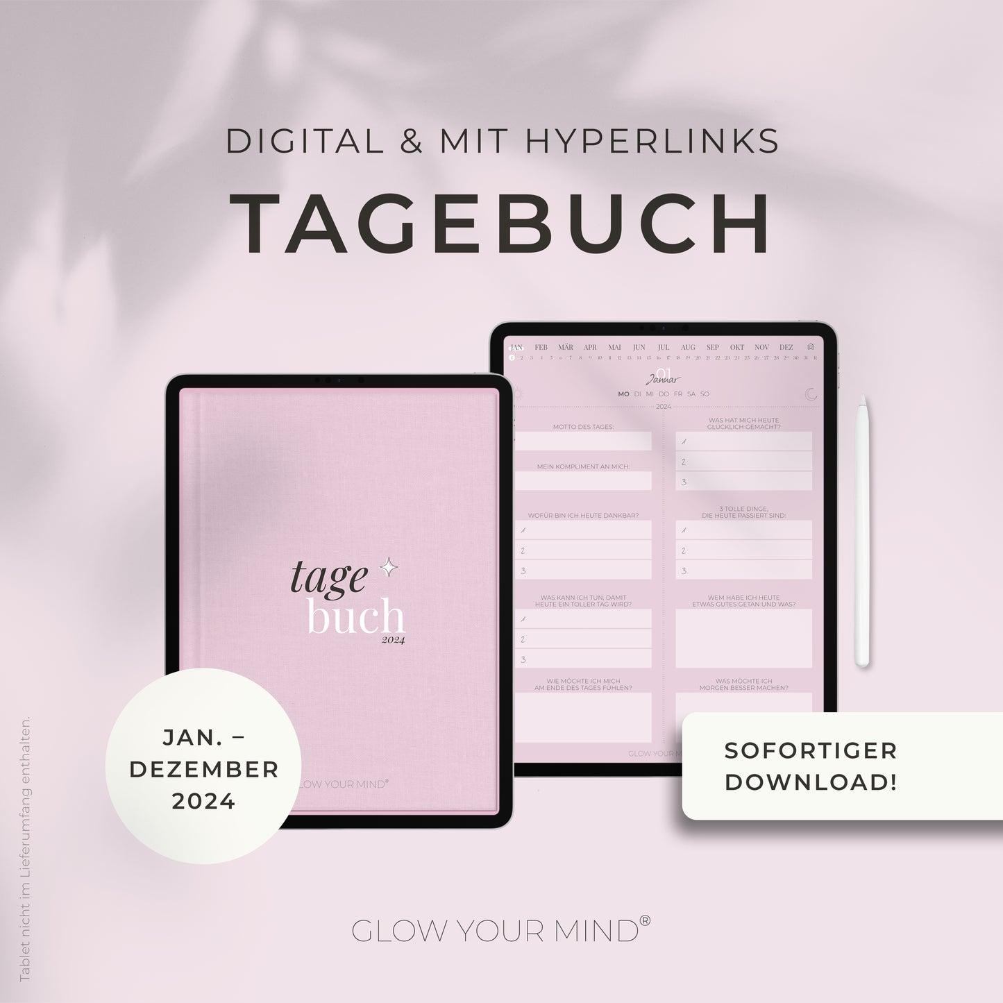 Digitales Tagebuch 2024 | Dankbarkeitsbuch | für Tablets