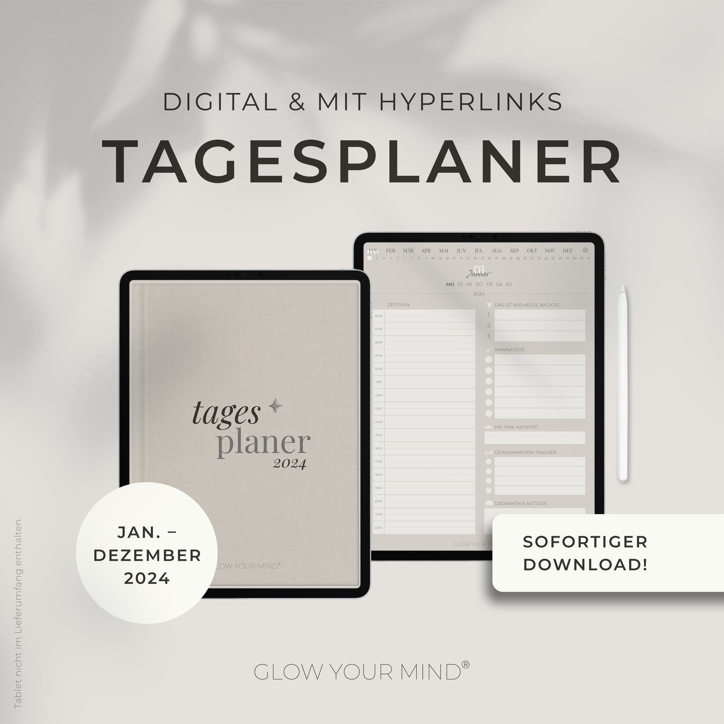 Digitaler Tagesplaner 2024 | für Tablets