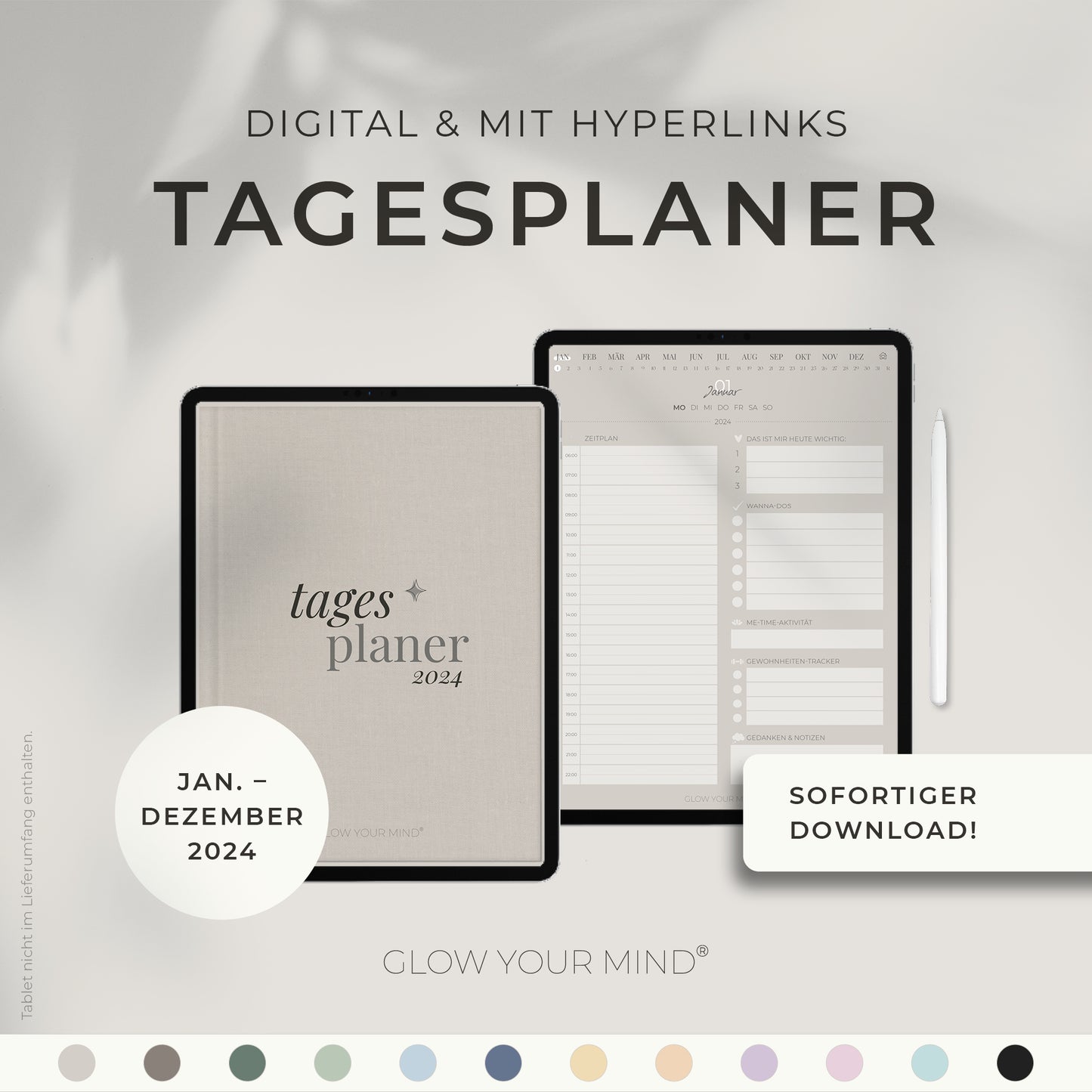 Digitaler Tagesplaner 2024 | für Tablets