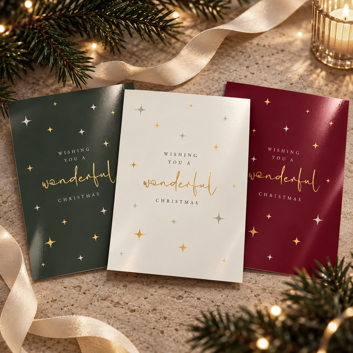 3er-Postkarten-Set „Wonderful"
