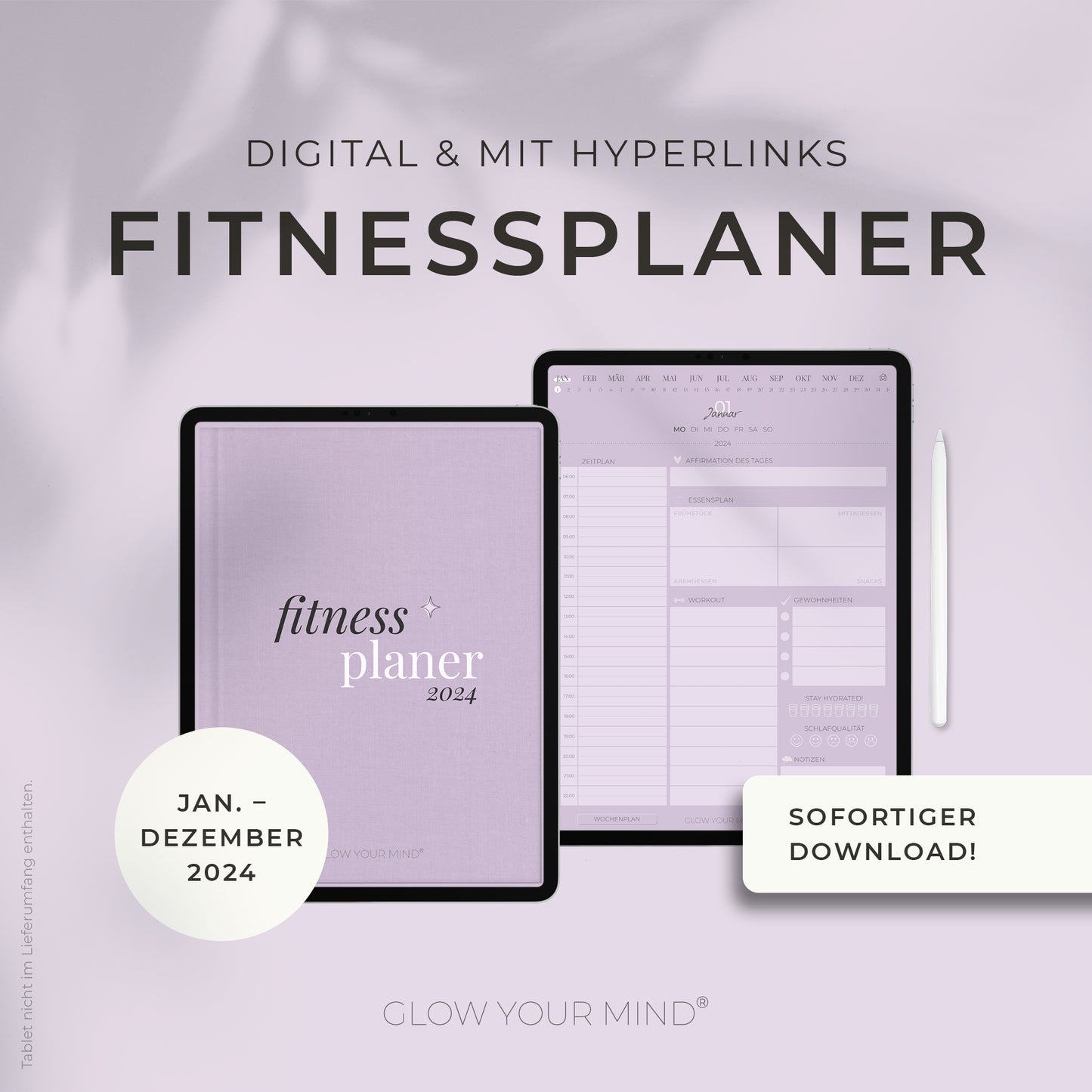 Digitaler Fitnessplaner 2024 | für Tablets