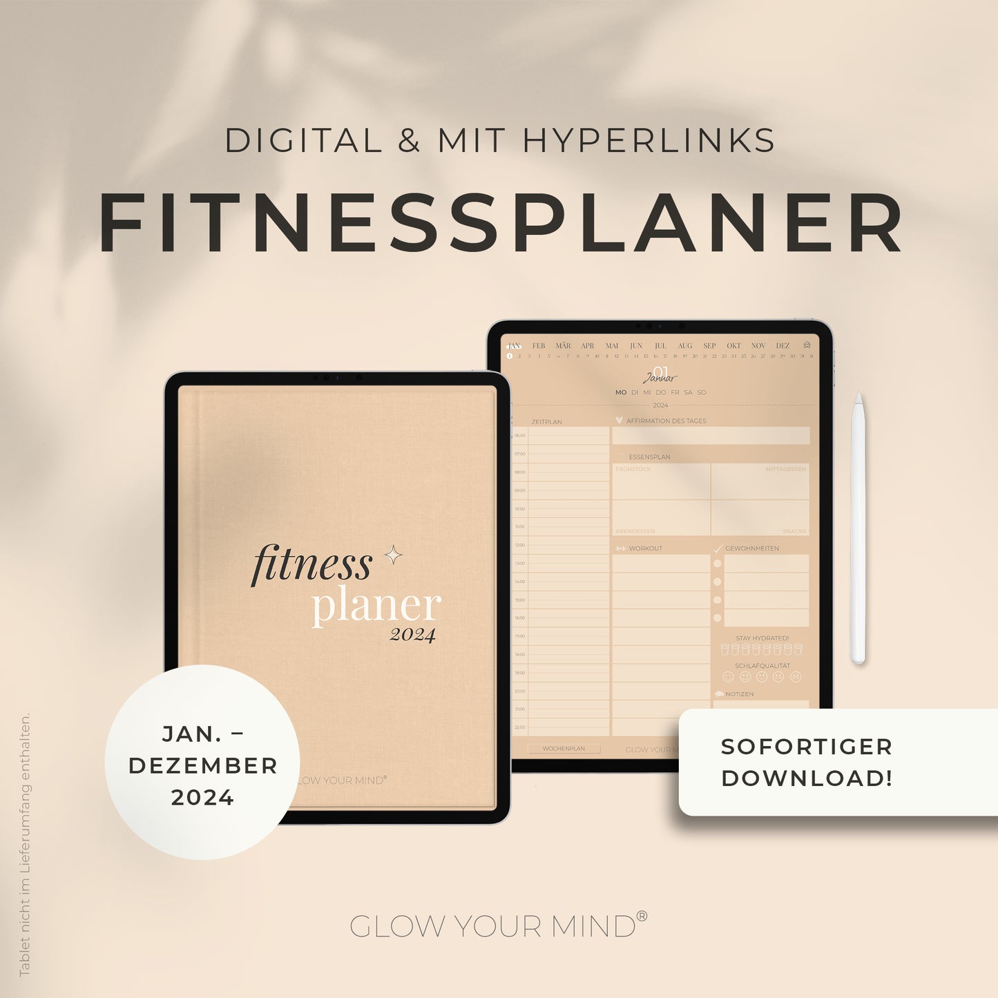 Digitaler Fitnessplaner 2024 | für Tablets